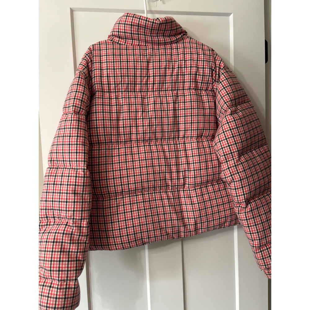Marine Layer Pink Plaid Puffer Jacket Holiday 2022 Snap Front XL 15516 - Picture 5 of 9